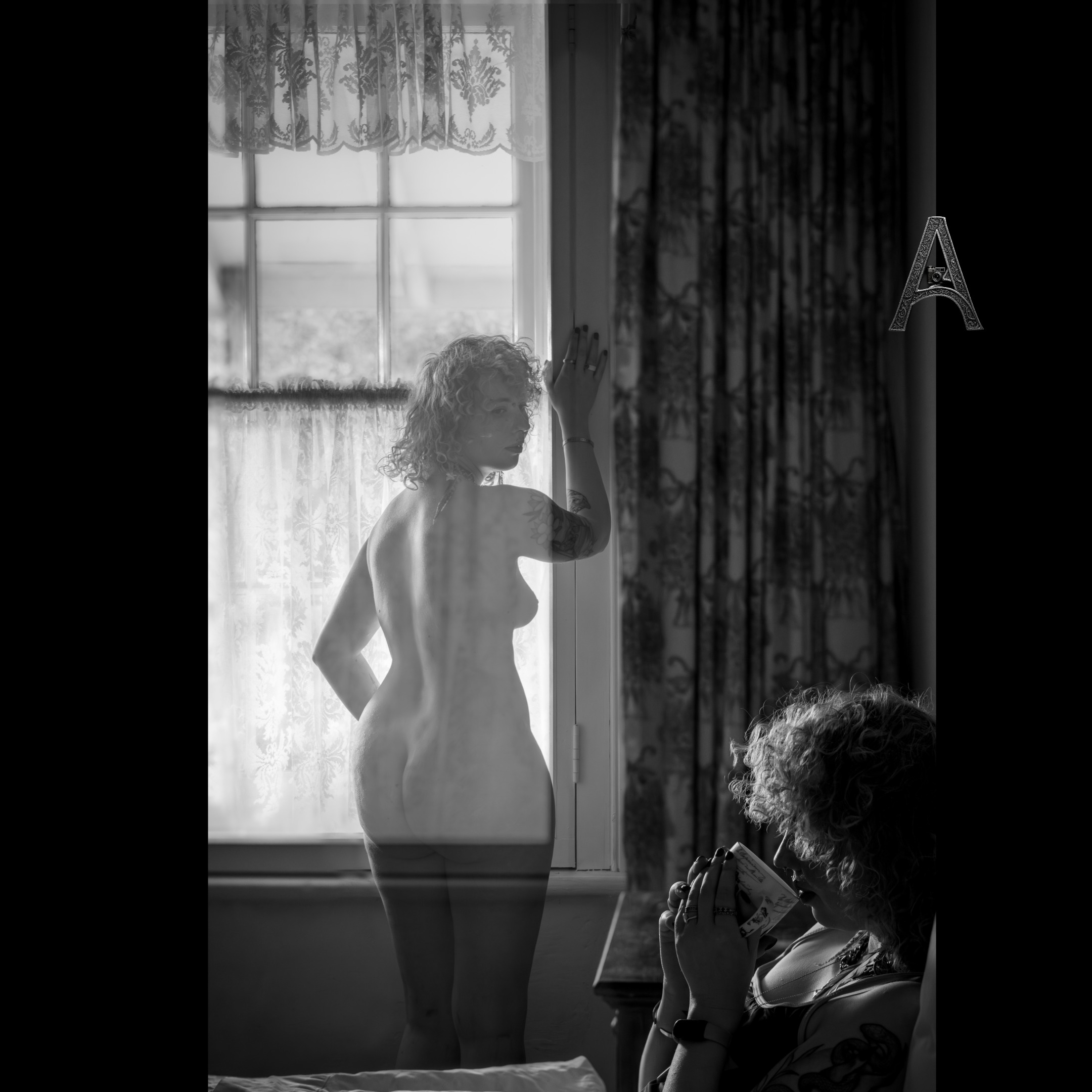 ALTAR logo by Glenn Alderson featuring an ornate letter A with a hidden camera, symbolising photography, identity and self-discovery.
